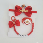 Kit prendedor chupeta +laço personalizado