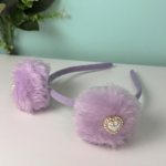 Tiara Pompom Peluciada com Detalhe em Pérola Lilás