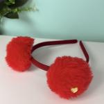 Tiara Pompom Peluciada com Detalhe Acrílico